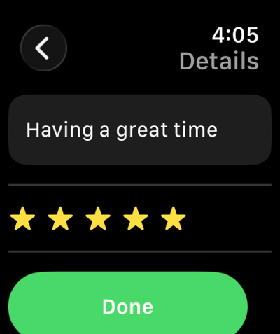 Rating a moment on Apple Watch